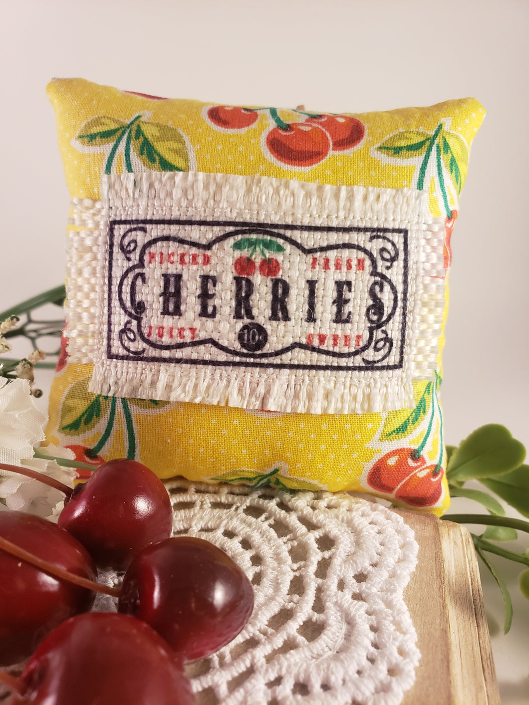 Cherries Mini Patch Pillow