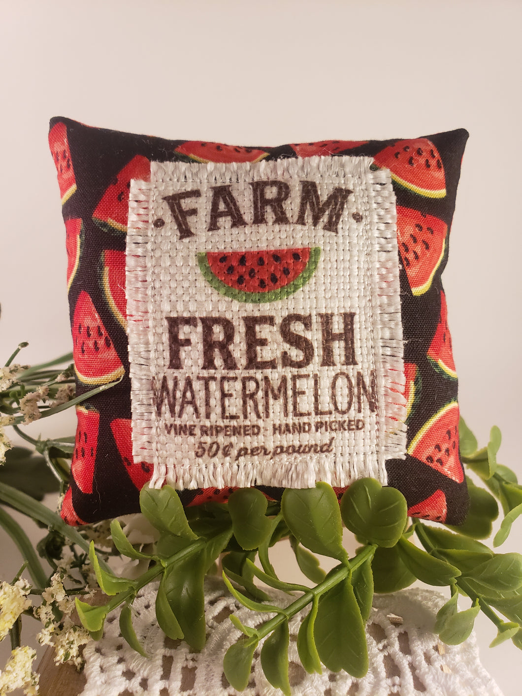 Farm Fresh Watermelons Mini Patch Pillow