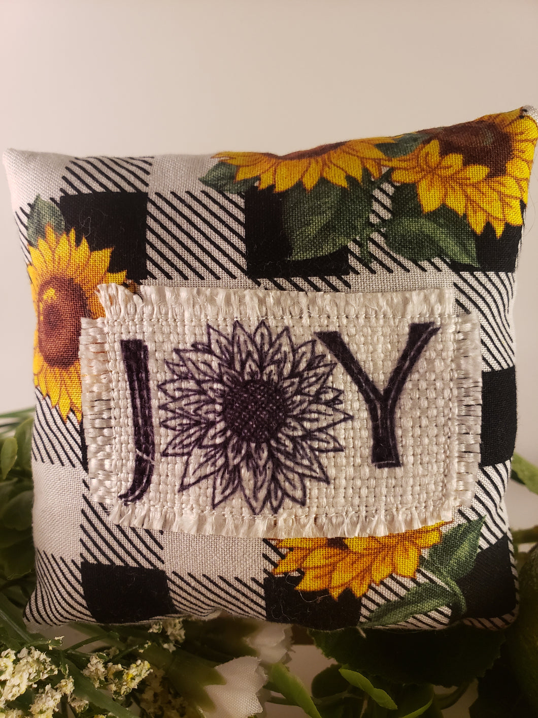 Joy Sunflower Mini Patch Pillow