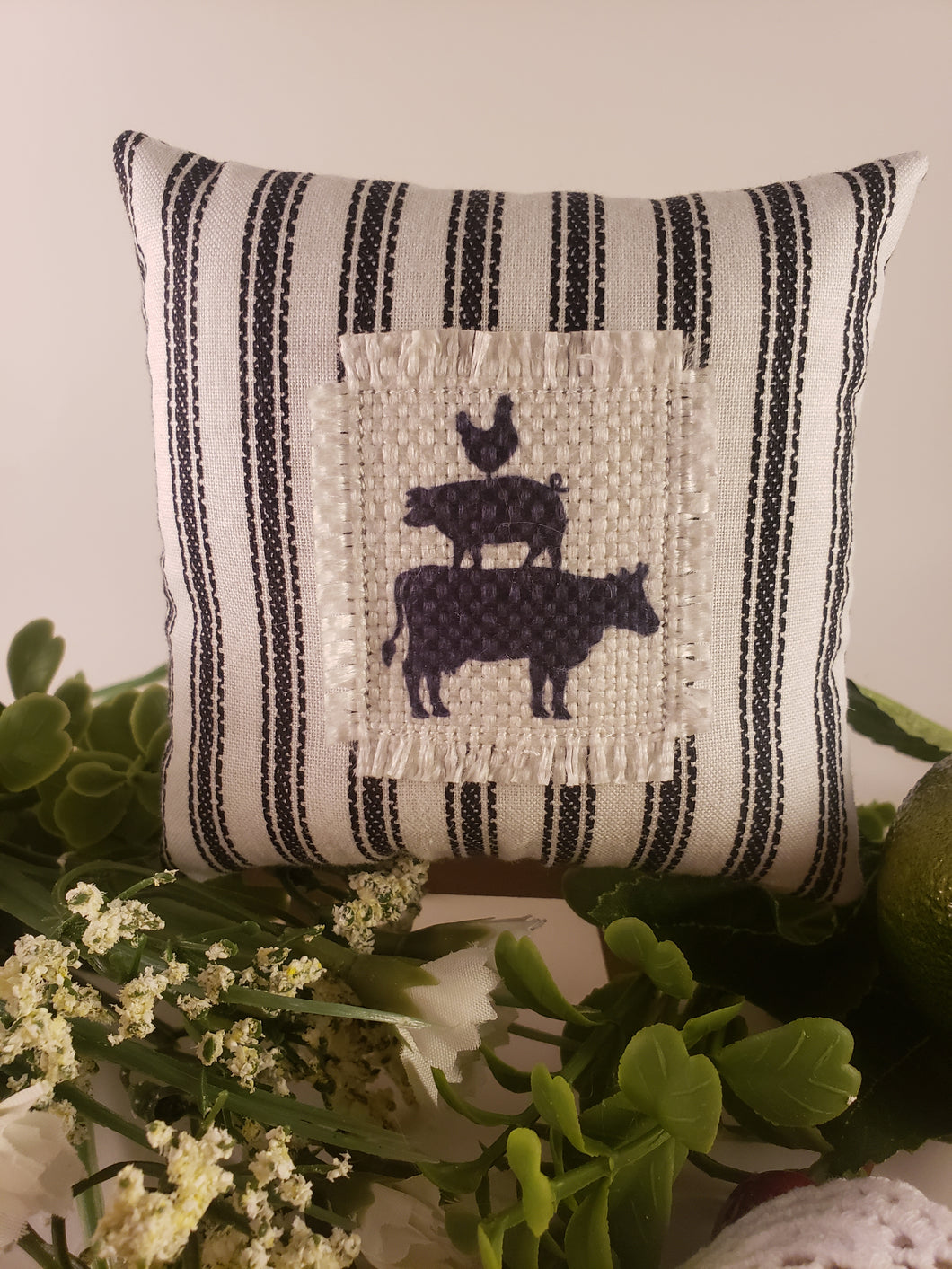 Stacked Farm Animals Mini Patch Pillow